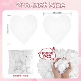 10000 Pieces Heart Shaped Biodegradable Confetti, 100g White Confetti, 2.5cm Wedding Confetti Biodegradable, Biodegradable White Confetti For Weddings, Birthday Decoration, Anniversary