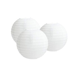 4"6"8"10"12"14"16"18 Round Paper Lanterns Lamp Wedding Birthday Party Decoration Pack Of 3 (White, 18"/45CM)