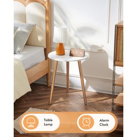 Apicizon Round Side Table, Gold Nightstand End Table for Living Room, Bedroom, Gold Side Table Home Decor Bedside Table with Gold Wood Legs16.5 Inches