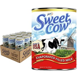 Jans Sweet Cow Evaporated Milk, 13.7 oz (Pack of 24) – Canned Evaporated Dairy Milk – Rich, Creamy Taste for Cooking, Baking, Coffee, Tea – Shelf-Stable Pantry Essential