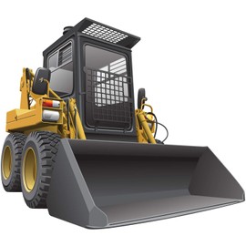 StikArt Yellow Skid-Steer Loader Construction Truck Wall Decal, 12-inches W x 10.5-inches H