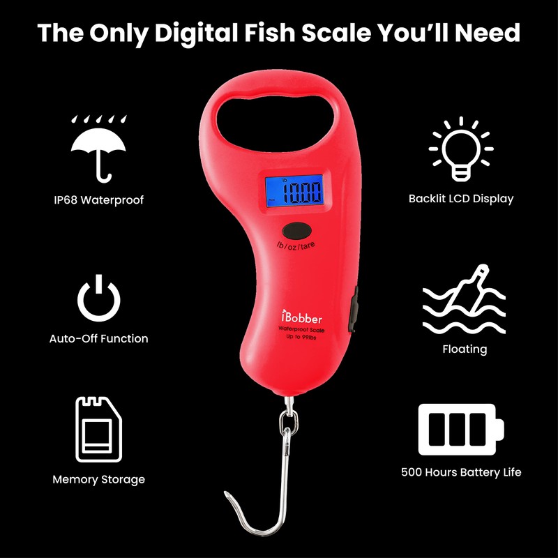 iBobber Waterproof and Floating Digital Fish Scale IP68 Rating, Weights