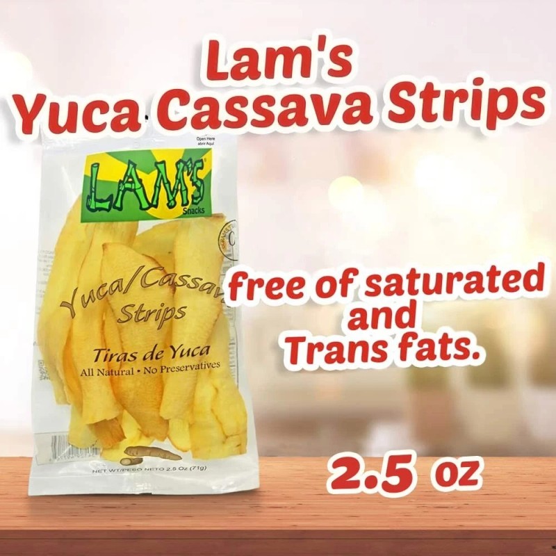 LAM'S Plantain Strips, Premium, Chips, Yuca strips, Keto, 2.5 oz
