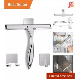 Effortless Silicone Blade Shower Squeegee for Glass Doors & Tile Walls - 10 Inch