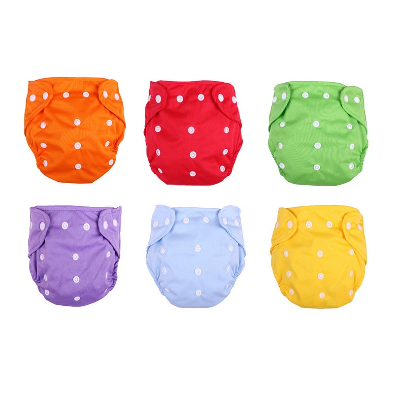 6PCS Baby Cloth Diapers Adjustable Washable Reusable Soft Breathable Infant