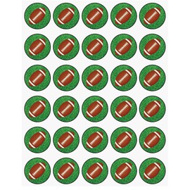 30 x Footballs in Grass Themed Edible Cupcake Toppers | Uncut on Wafer Sheet- Qty 30-1.5” each