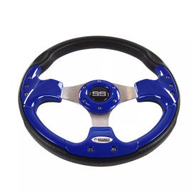 Huskey Custom SS Blue Golf Cart Steering Wheel w/ Adapter for Club Car DS