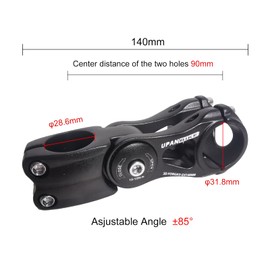 UPANBIKE Bike Stem Adjustable 31.8mm 85 Degree 90mm 110mm 145mm Aluminum Alloy Handlebar Riser Extender Stem for Mountain Bicycle Road Bike MTB(Black,31.8 * 90)