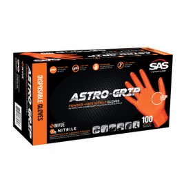 SAS Safety 66572 Astro-Grip Powder-Free Nitrile Gloves, Orange, Medium, 7 Mil Thick, Pack of 100