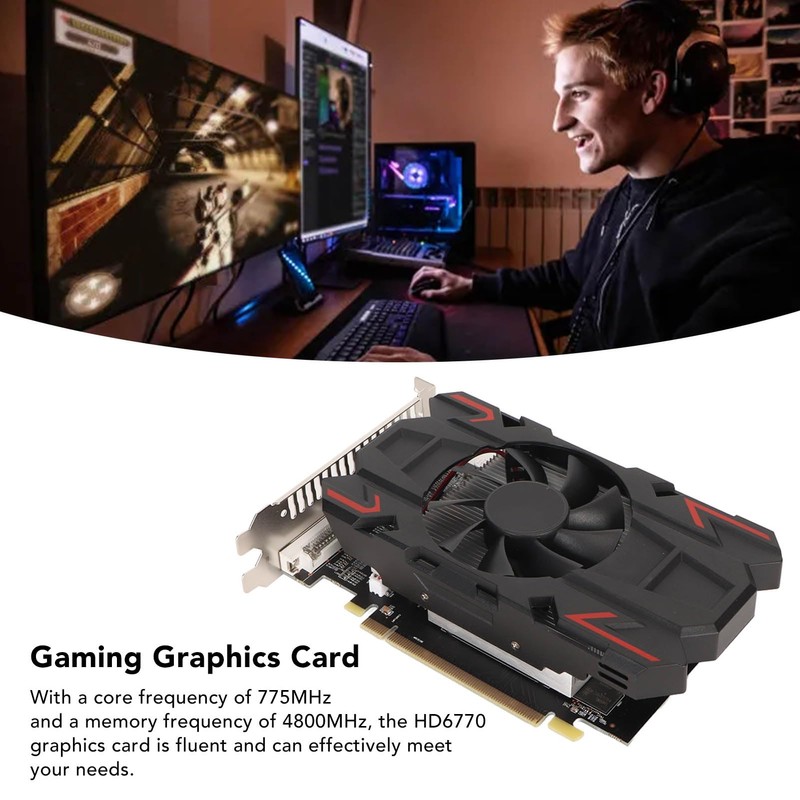 HD6770 Gaming Graphics Card 4GB GDDR5 128bit 775MHz 4800MHz DVI