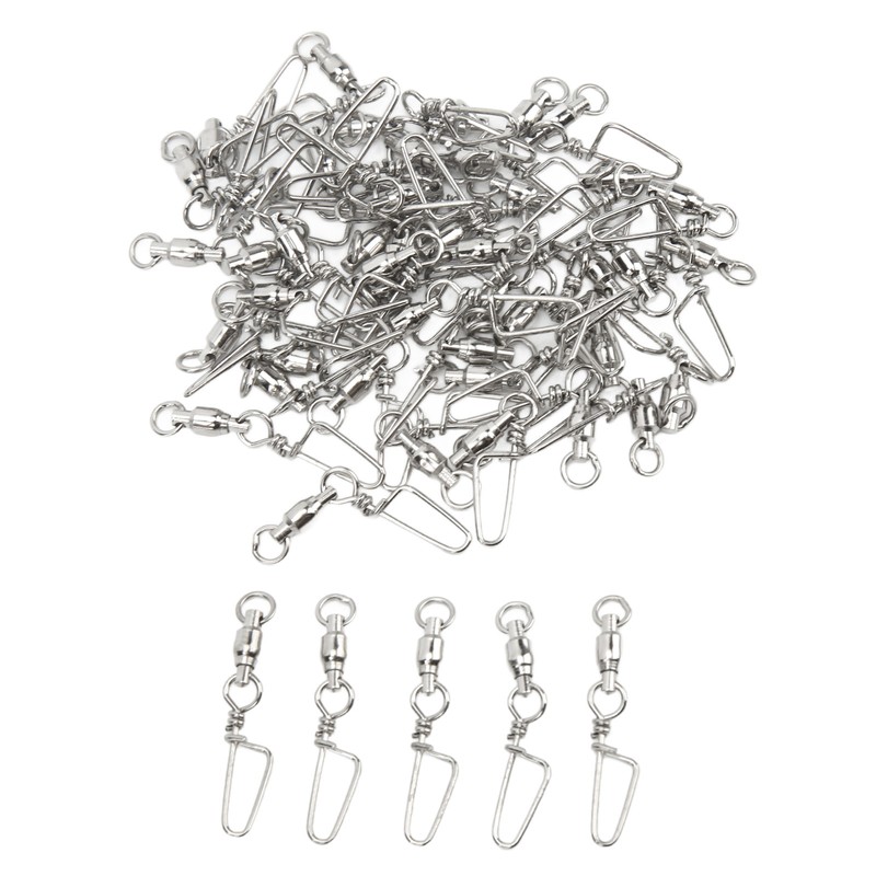 50Pcs High Strength Fishing Snap Swivels Stainless Steel B Type