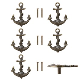 MOROBOR Anchor Bronze Vintage Knob,6 PCS Vintage Cabinet Handles Retro Bronze Drawer Pull Knobs Zinc Alloy Single Hole Cupboard Handle with Screws (70 mm*53 mm)