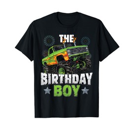 Birthday Boy Monster Truck car Bday Party Kids boys Toddlers T-Shirt