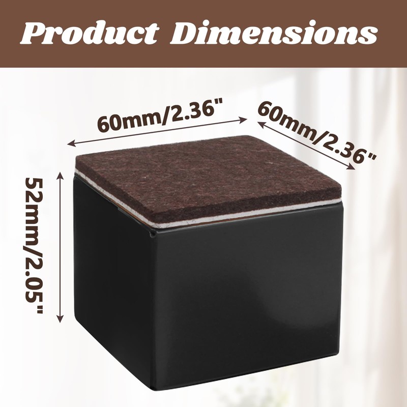 Kyuionty Self-Adhesive Furniture Risers Set of 4, Square Lift Risers