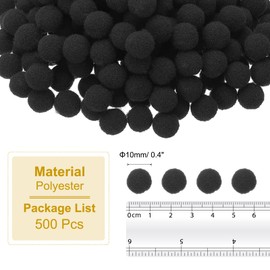 PATIKIL 0.4inch Pom Poms for Crafts, 500pcs Small Pompoms for Crafts Mini Puff Balls Bulk High Elasticity Fuzzy Balls for Hats Christmas Art , Black