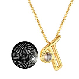 GOLDCHIC JEWELRY I Love U Necklace Gold, Initial Necklace For Women, I Love You Necklace, 100 Languages Projection Necklace,The Memory Of Love Necklace [Silver]