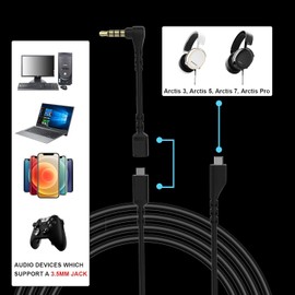 Hizsoaor Arctis 5 Replacement Audio Cable Headphone Cord Compatible with SteelSeries Arctis 7, Arctis 5, Arctis 3, Arctis Pro Wireless, Arctis Prime, Arctis Pro+ Gaming Headset