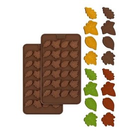 2Pcs Brown Silicone Gummy Molds,Maple Leaf Silicone for Chocolate Candy Cavity Non-Stick Hard Tack Candy Molds Silicone Mold for Fondant Biscuits Cookie Wax Melts,Chocolate Molds,Candy Making Supplies