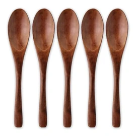 J-kitchens Wooden Lacquered Multi Spoons, Set of 5, Small, 5.5 x 1.0 inches (14 x 2.5 cm)