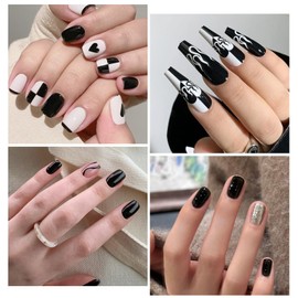 Rosiour HEMA-Free Gel Polish Kit - 2Pcs 18 ML White & Black Gel Nail Polish Set for French Tip Nail Art Salon DIY Manicure at Home, Soak Off U V Light Cure