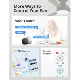 Orison Smart Ceiling Fans with Lights – 42" Low Profile Flush Mount, RGB Backlight & Dimmable LED, Alexa & Google Compatible, 6-Speed Reversible, App & Remote Control, Quiet & Energy Saving, Black