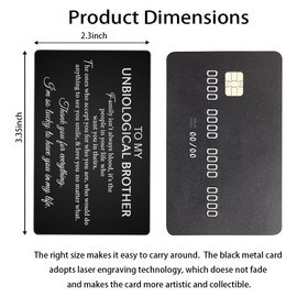 Mhfpl To My Unbiological Brother Wallet Card, From Sister Brother for Brother Engraved Black Metal Wallet Insert Card, Thank You Card, Graduation Wedding Birthday Deployment Gifts for Brother buddy