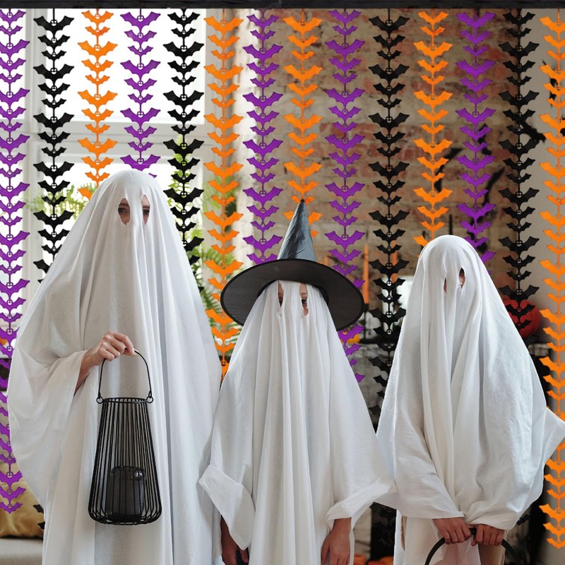 2 Pack Bat Halloween Foil Fringe Curtains Party Decoration, 3.3