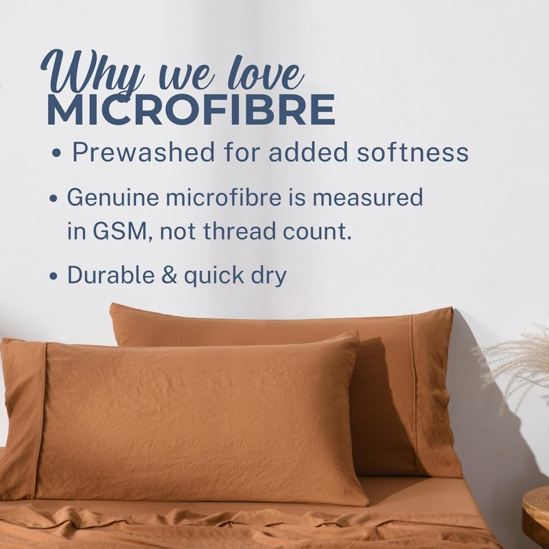 Dreamaker Superfine Washed Microfiber King Pillowcase Super Soft Microfibre All