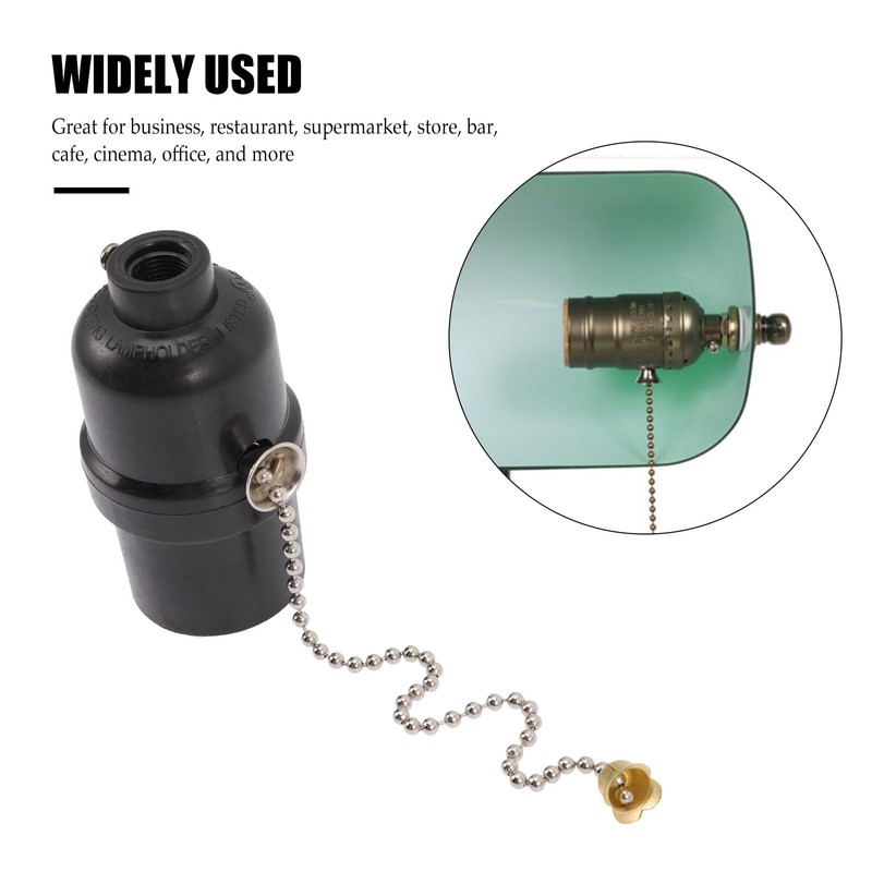 HOMSFOU E27 Lamp Holder with Drawstring - Change Pull Chain,