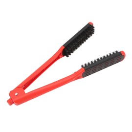 Pinza para Alisar el Cabello, Herramienta Plana para Alisar el Cabello, Ventilación Hueca Antiestática, Cepillo Alisador de Cabello de Doble Cara en Forma de V (rojo)