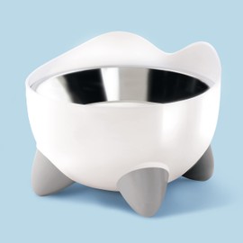 Catit PIXI Elevated Feeding Dish, Whisker Stress Free Food & Water Cat Bowl White