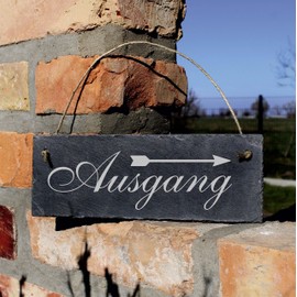 Exit Sign with Arrow Left or Right - Slate Engraved Direction Arrow Door Sign 22 x 8 cm (Arrow Right)