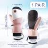 Feelorna Women's Ski Mittens, Waterproof Anti-Slip Snow Gloves for Skiing