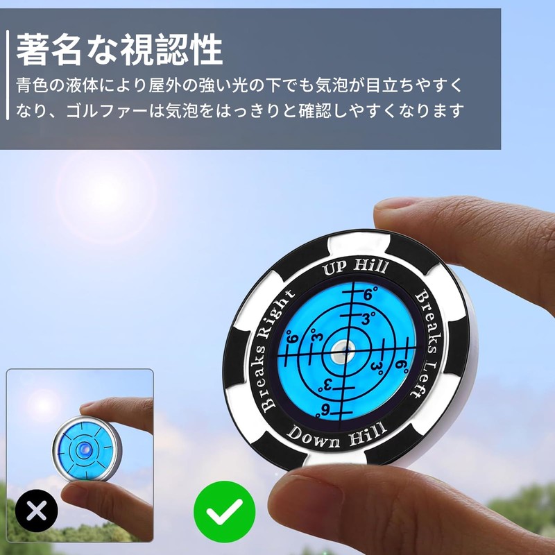 aninako Golf Marker, Blue Level, Magnetic, Putting Guide, High Precision,