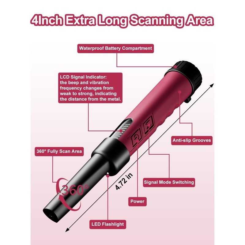 OKESAM Metal Detector Pinpointer for Adults, IP68 Fully Waterproof Metal