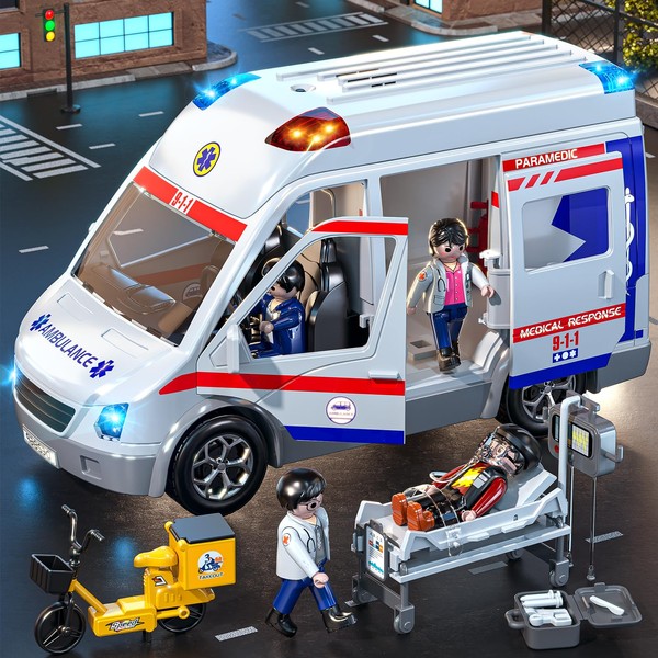MSKOLER Play Ambulance Toy for Kids 3 4 5 6