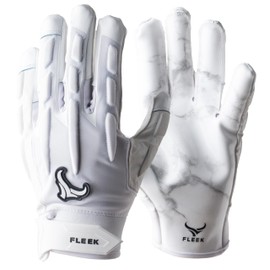FLEEK FORCEPAD GLOVES Marble White American Football Rugby Football Gloves Elite Receiver Adult Sports Gloves White (M)