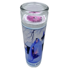 Espanta Muertos veladora de rezo sin fragancia 14 oz vaso grande una pieza prayer candle one piece 14 oz tall glass oración al reverso en español