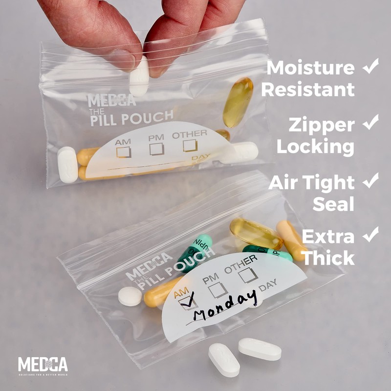 Pill Bag Pouch, Reusable Plastic Pill Organizer Bags, Size 4''