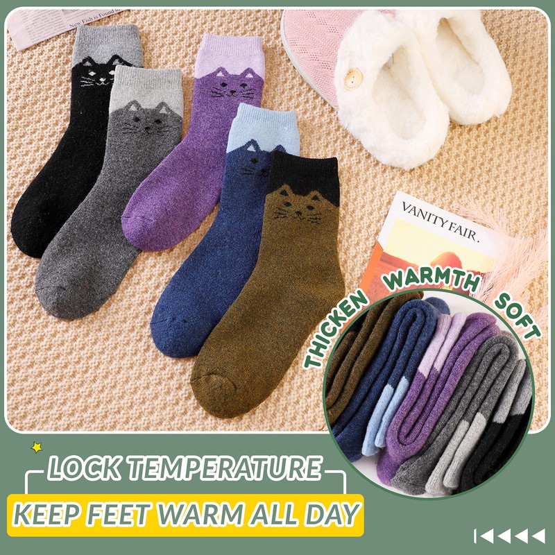 Velice Women Wool Socks Thick Thermal Hiking Warm Winter Crew