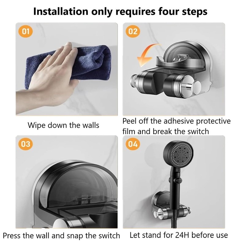 Abaigeal Integrated Suction Cup Shower Rack Adjustable Shower Head Holder