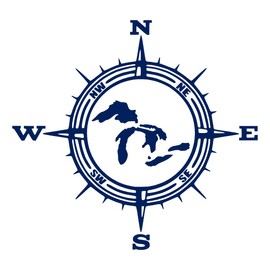 NBFU Compass Great Lakes Adventure 1 (Navy Blue) (Set Of 2) Premium Waterproof Vinyl Decal Stickers For Laptop Phone Accessory Helmet Car Window Bumper Mug Tuber Cup Door Wall Decoration