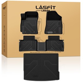 LASFIT Floor Mats & Cargo Mats Fits for Hyundai Kona 2025 2024 (Not for EV), All Weather TPE Custom Fit Floor Liners for 1st and 2nd Rows Car Mats & Trunk Mats, Black