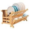 Tefola Bamboo Dish Drying Rack, 2-Tier Foldable Design with Utensil