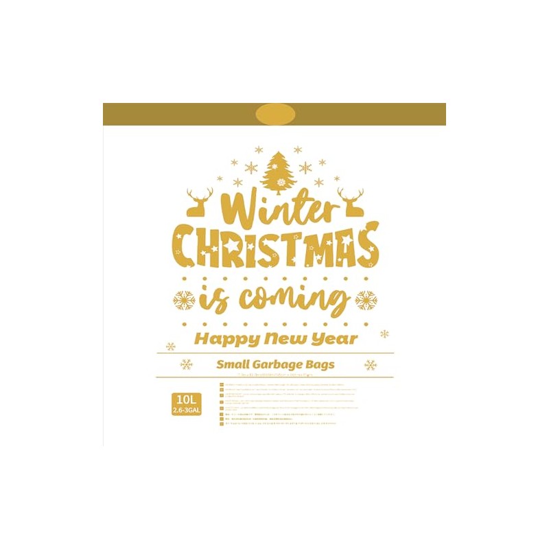 XUXRUS Christmas Gold Small Trash Bags, 3 Gallon 50 Count