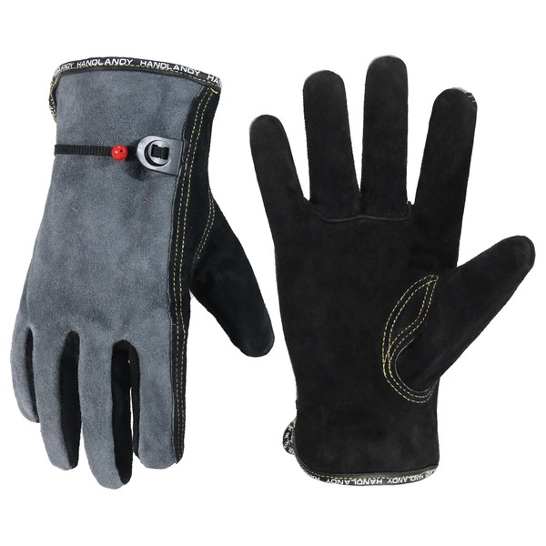 HANDLANDY Leather Work Gloves for Men and Women, Utility Tough