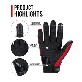IRON JIA'S Motorcycle Gloves Motorbike Red Short Sports Leather Summer for Touch-Screen
