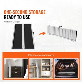 Happybuy Portable Wheelchair Ramp, 4 ft, 800 lbs Capacity, Non-Slip Aluminum Folding Threshold Ramp, Foldable Mobility Scooter Ramp for Home Steps, Stairs, Doorways, and Curbs