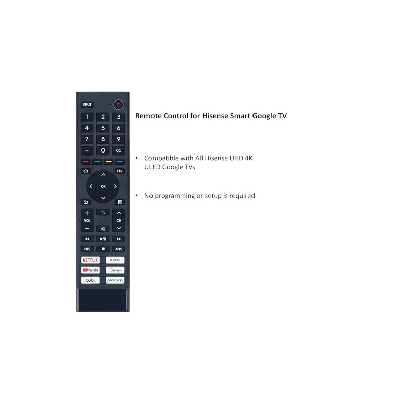 Mando universal para Hisense Smart Google TV, compatible con televisores