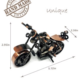 Pretties Metal Motorcycle Gifts for Men, Vintage Motorcycle Decor on Office Desk, Birthday Gifts for Riders Unique, Retro Iron Motorcycle Home Decro Art for Dad Son Friend, Bronze